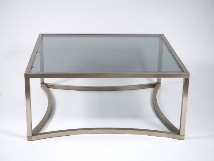 Paul LEGARD (dans le goût de). Table basse années 70 en aluminium et v