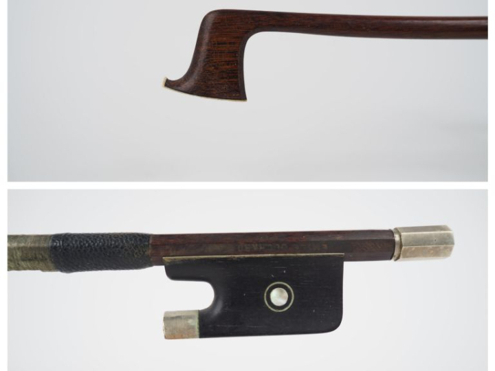 Archet	 de violon, portant la marque au fer "EMILE OUCHARD" en pernamb