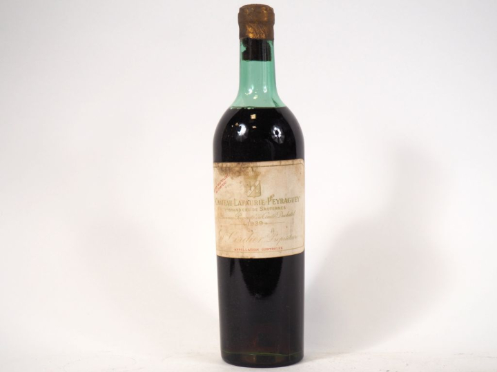 1 BOUTEILLE CHÂTEAU LAFAURIE PEYRAGUEY 1er CC SAUTERNES - 1939 - MEP/E