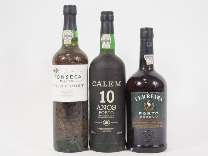 3 BOUTEILLES PORTO : 1 FONSECA BLANC BS - 1 CALEM 10 ANS MISE 2005 - 1