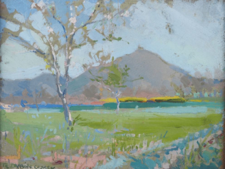 Vente aux enchères Rafael DURANCAMPS. "paysage d'été" Huile sur carton, signée en bas à g
