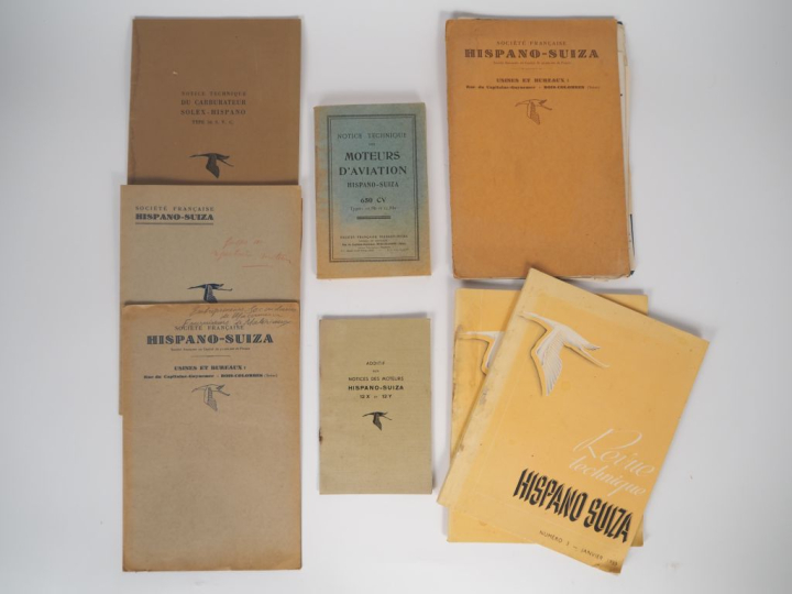HISPANO SUIZA. Ensemble de documents liés aux moteurs de la marque, co