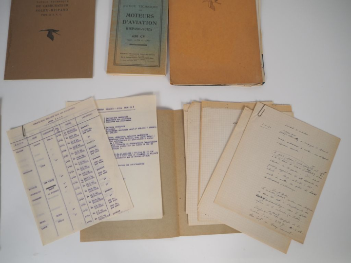 HISPANO SUIZA. Ensemble de documents liés aux moteurs de la marque, co