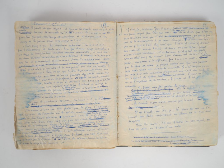 BOUSQUET (Joë). LE PASSEUR S’EST ENDORMI. Cahier in-4 ½ toile vert lie