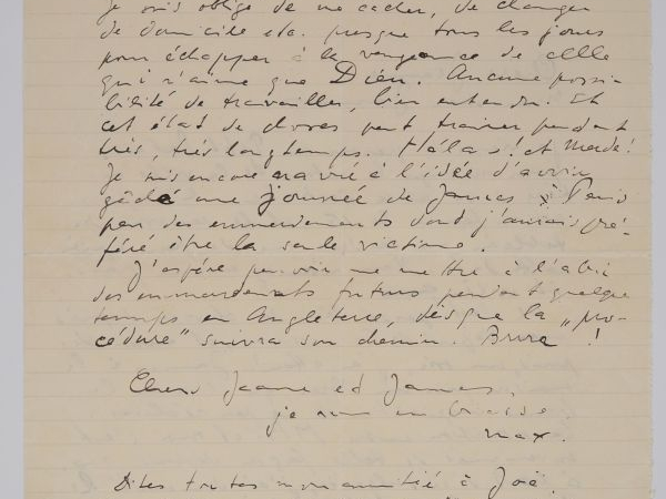 ERNST (M.). LETTRE AUTOGRAPHE signée adressée aux Ducellier. Deux page