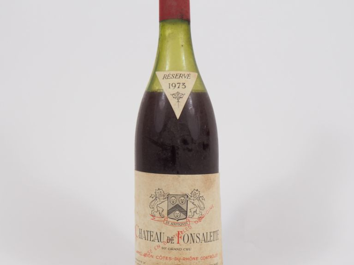1 BOUTEILLE CHÂTEAU DE FONSALETTE CÔTES DU RHÔNE - 1973 - 6,5 CM - CAP