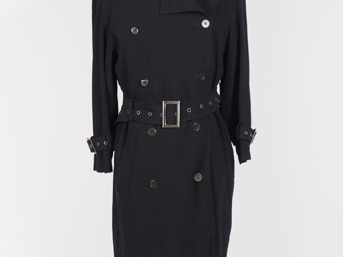 YVES SAINT LAURENT, Rive gauche Trench noir en laine (90%), polyamide 