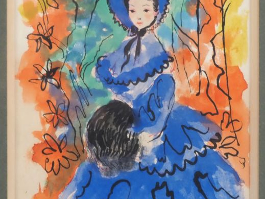 GRAU SALA.  "Jeune fille en bleu" Aquarelle, signée en bas à gauche et