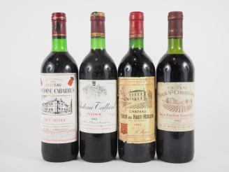 Vente aux enchères 4 BOUTEILLES de 1982 : 1 CHÂTEAU TAFFARD MÉDOC - 1 CHÂTEAU PONTOISE CA