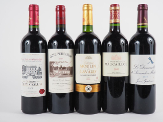 Vente aux enchères 5 BOUTEILLES : 1 CHÂTEAU PICQUE CAILLOU GRAVES 2014 - 1 CHÂTEAU VIEUX 