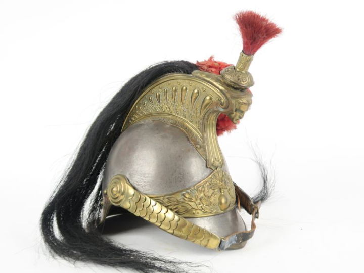Casque modèle 1874 de cuirassier, troupe.  Bombe en fer et marque du f