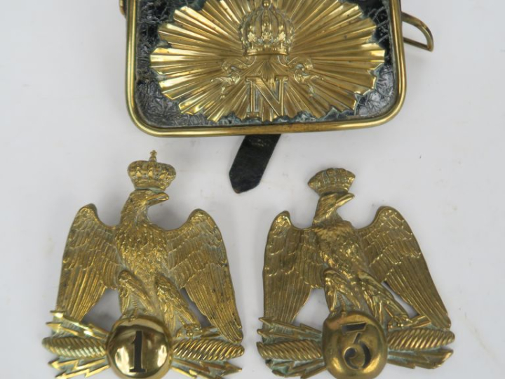 SECOND EMPIRE.  Trois pièces :  Coffret de giberne de la cavalerie de 