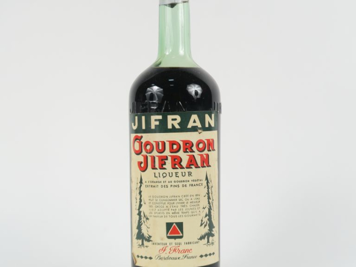1 VIEILLE BOUTEILLE (1 L) GOUDRON JIFRAN - CAPS ETAIN