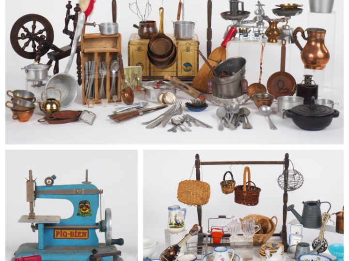 Lot d’accessoires de salle-à-manger de poupées Bleuette de diverses ép