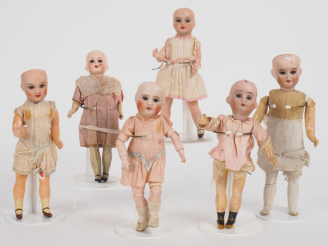 Vente aux enchères Lot de 6 petites poupées Unis France, Armand Marseille, DEP…corps comp