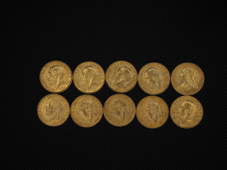 Vente aux enchères 10 souverains or : 1930, 1912, 1930, 1931, 1895, 1930, 1911, 1912, 191