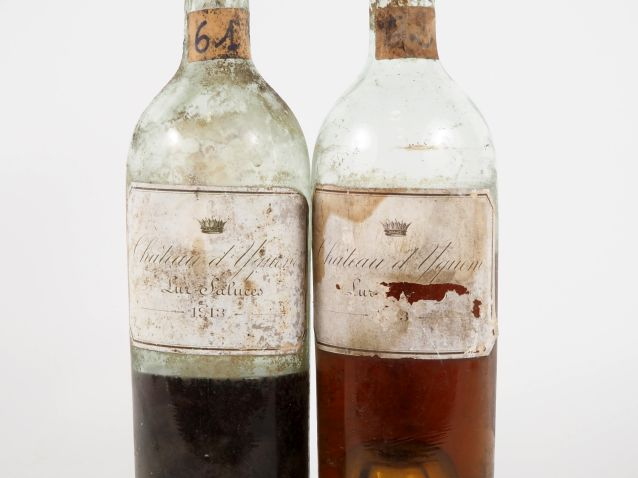 2 BOUTEILLES CHÂTEAU D'YQUEM 1er CCS SAUTERNES - 1913 - GRANDE VIDANGE