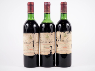 Vente aux enchères 3 BOUTEILLES CHÂTEAU GISCOURS GCC MARGAUX - 1968 -1 BG/1 LB/1 MEP/ETA