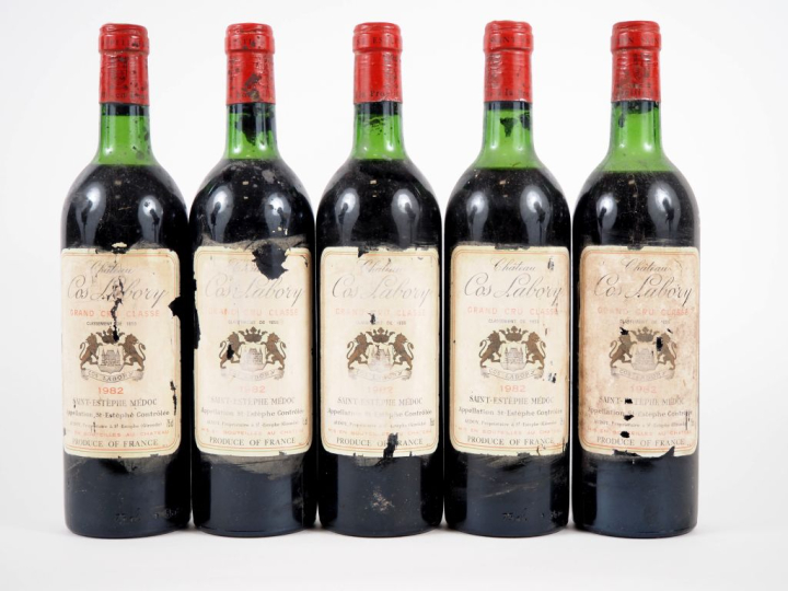 5 BOUTEILLES CHÂTEAU COS LABORY GCC ST ESTÈPHE - 1982 - 2 LB/3 HEP/EA