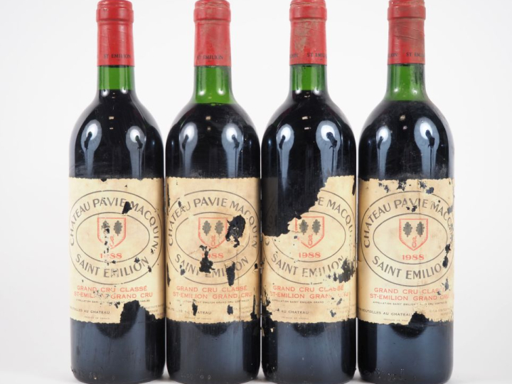 4 BOUTEILLES CHÂTEAU PAVIE MACQUIN GCC ST ÉMILION - 1988 - 2 BG/2 LB/E