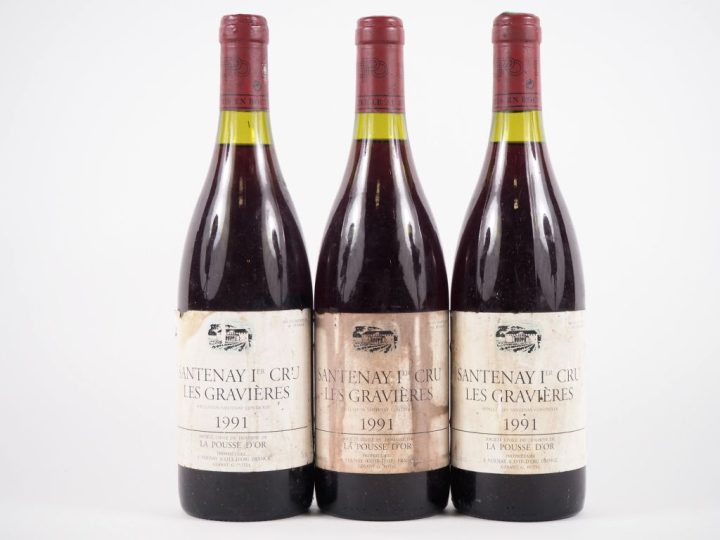 3 BOUTEILLLES SANTENAY 1er CRU 'LES GRAVIÈRES' DOMAINE DE LA POUSSE D'
