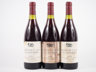 Vente aux enchères 3 BOUTEILLLES SANTENAY 1er CRU 'LES GRAVIÈRES' DOMAINE DE LA POUSSE D'