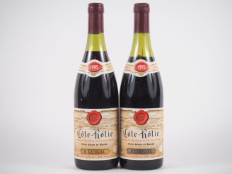 Vente aux enchères 2 BOUTEILLES CÔTE RÔTIE 'CÔTES BRUNE ET BLONDE' E. GUIGAL - 1985 - 3,2