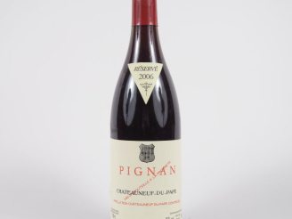 Vente aux enchères 1 BOUTEILLE PIGNAN CHÂTEAUNEUF DU PAPE - 2006 - ETIQUETTE LÉGER PLISSÉ