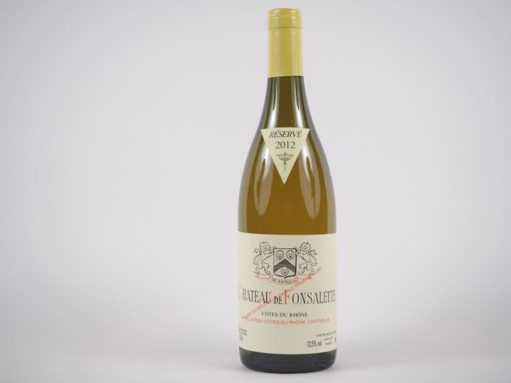 1 BOUTEILLE CHÂTEAU DE FONSALETTE BLANC CÔTES DU RHÔNE - 2012 - ETIQUE