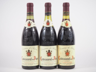Vente aux enchères 3 BOUTEILLES CHÂTEAUNEUF DU PAPE DOMAINE DE PALESTOR : 1 de 1976 5 CM 