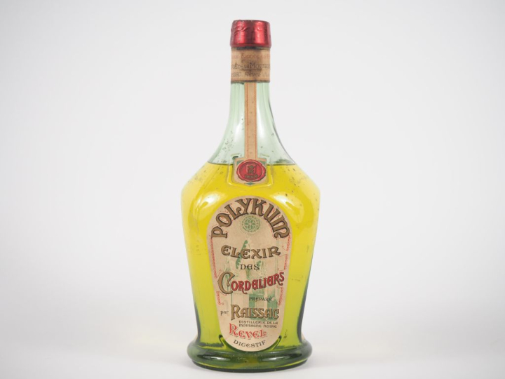 1 VIEILLE BOUTEILLE POLYKUM 'ELEXIR DES CORDELIERS' RAISSAC