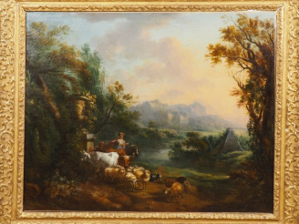 Vente aux enchères Ecole française (attribué à Jean Baptiste LALLEMANT). "pastorale" Huil