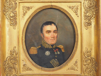 Vente aux enchères Ecole française XIXème. "Portrait du général Sabatier". Huile sur toil