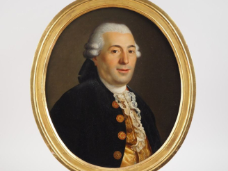 Vente aux enchères Ecole française XIXème. "Portrait d'homme à l'habit noir". Huile sur t