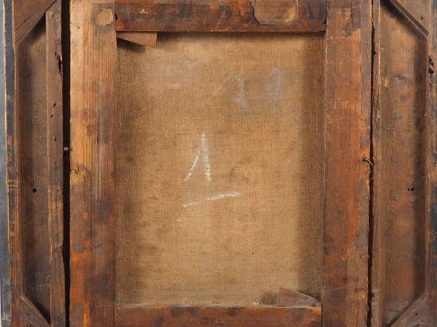 Ecole française fin XIXème. "Portrait d'homme à la coiffe blanche".  H