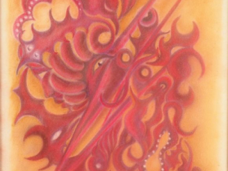 Vente aux enchères SALEZA.  "En vol"  Pastel, signé en bas à droite  Dim. 64 x 49 cm