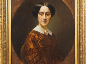 Vente aux enchères J. VIALLE.  "Portrait de dame"  Huile sur toile, signée en bas à droit
