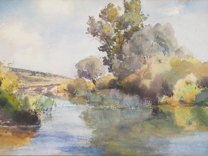 Anna ZUBER. "paysages" Bel ensemble de sept aquarelles