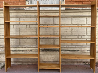Vente aux enchères Maison REGAIN. Bibliothèque étagère en orme, à trois volumes modulable