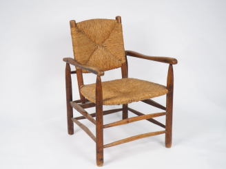 Vente aux enchères Charlotte PERRIAND. Fauteuil paillé N°21 années 60 dit « chamrousse » 