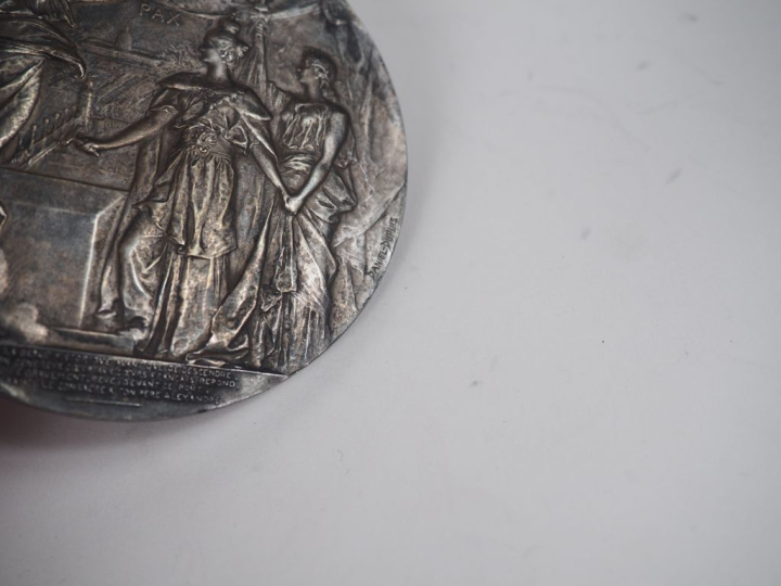 ROTY. Plaque en bronze à patine brune, "dans le deuil de la patrie". D