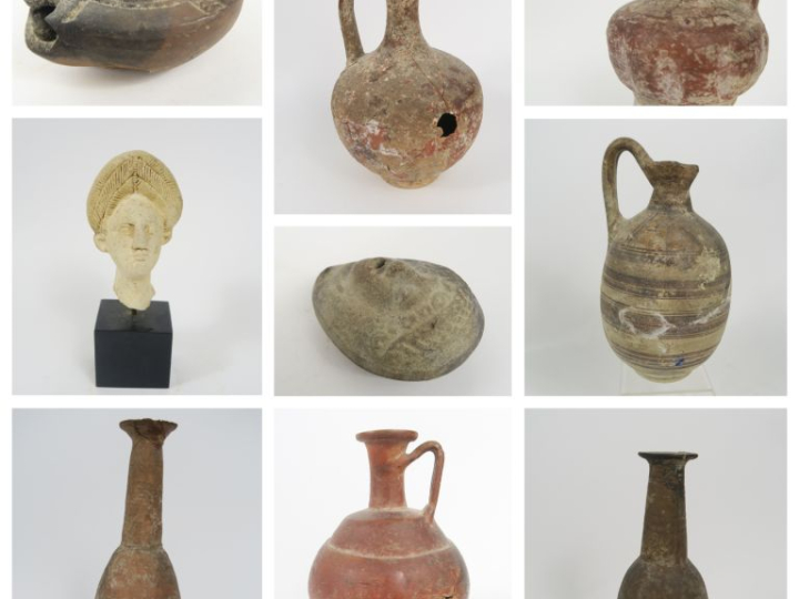 Lot de céramiques antiques. H. 6,5 à 22 cm (accident, collages et manq