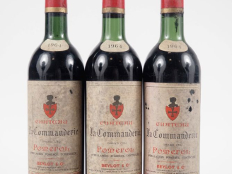 Vente aux enchères 3 BOUTEILLES CHÂTEAU LA COMMANDERIE POMEROL - 1964 - LB/ES/1 ELA