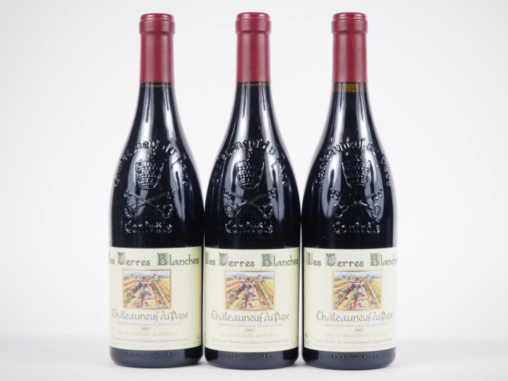 3 BOUTEILLES CHÂTEAUNEUF DU PAPE "LES TERRES BLANCHES" FAMILLE BRECHET