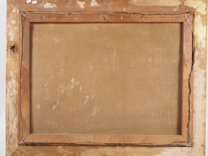 C. BERGES. "Paysage animé au pont" Huile sur toile, signée en bas à dr