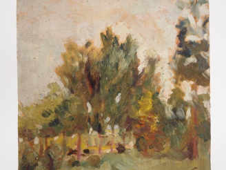 Vente aux enchères Mario CAVAGLIERI.  "Paysage" Huile sur papier, signée en bas à gauche 