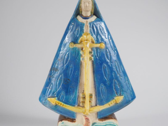 Vente aux enchères Henri Paul REY.  "Notre dame de la mer" Sculpture en platre émaillé po