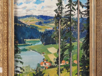 Vente aux enchères Suzanne REY de JAEGHER. "Paysage de montagne" Huile sur toile, signée 
