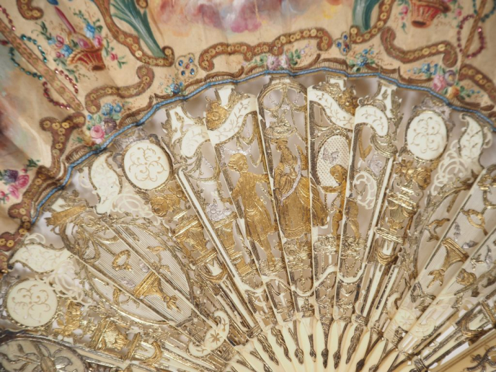 Eventail Plein Vol Transition Louis XV Louis XVI à 15 brins + 2 MB. Mo