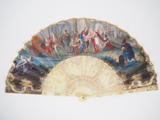 Vente aux enchères Eventail XVIIIème Angleterre vers 1760. Monture ivoire finement reperc